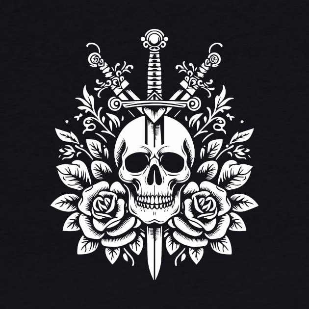 skull with sword by lkn